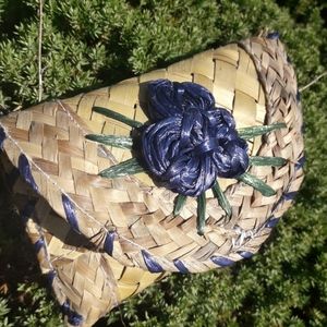 Wicker Wallet Pouch Purse Mini Bag Woven Wallet Bamboo Snap Closure Bag Handmade